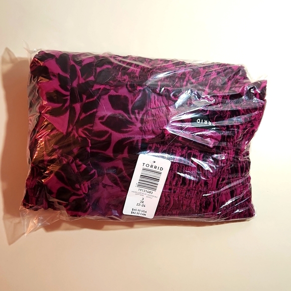 ♥️NWT VINTAGE TORRID TOP - VELVET RUCHED - PUFFY SLEEVE BLOUSE WINE - FLORAL - Picture 5 of 12